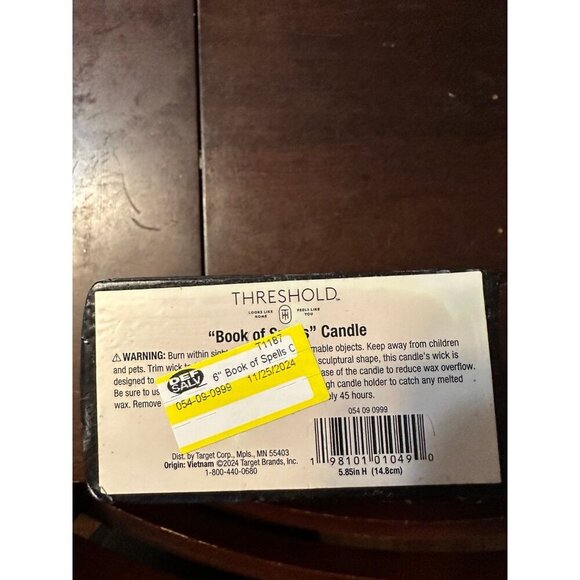 6 inch book shaped candle “in the dark of night” by Threshold - nwt - Picture 4 of 4